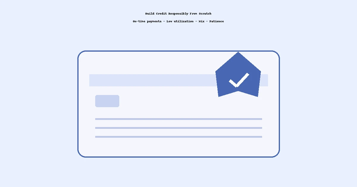 Illustration of a secure credit card with a shield and check mark symbolizing responsible credit building