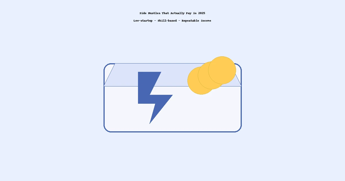 Flat illustration of a wallet with coins representing profitable side hustles